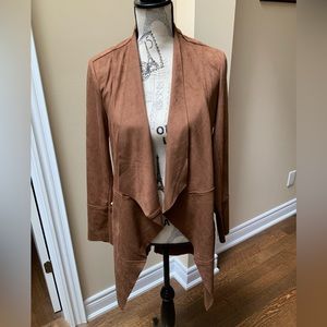 MELANIE LYNE Suede Brown Open Duster Jacket Dressy Women’s Size 4 BRAND NEW